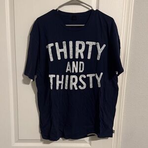 Thirty and Thirsty Birthday Shirt. Gildan Softstyle Navy.